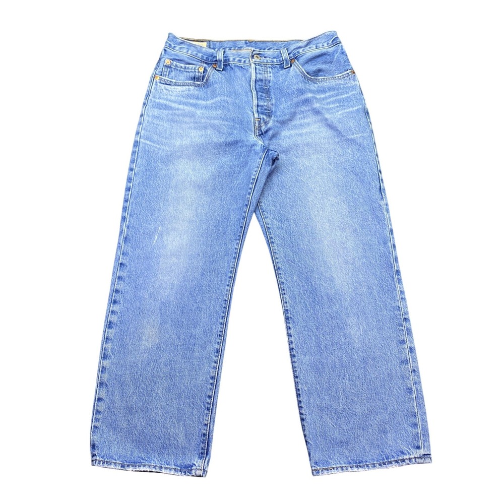 Levis Premium 501 90s Ankle Jeans Women Sz 30 Light Wash Blue Button Fly Grunge